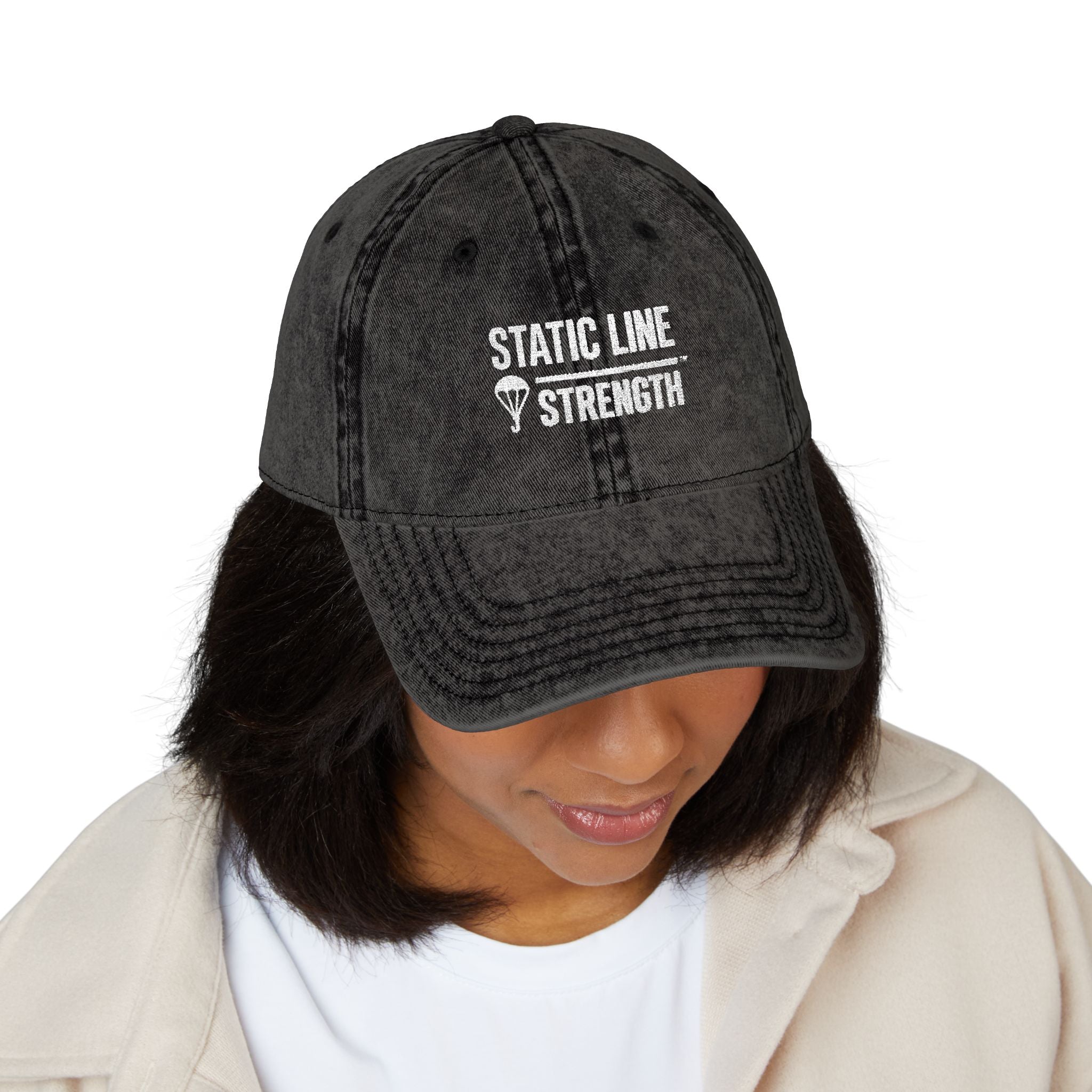 Static Line Strength Vintage Embroidered Cap
