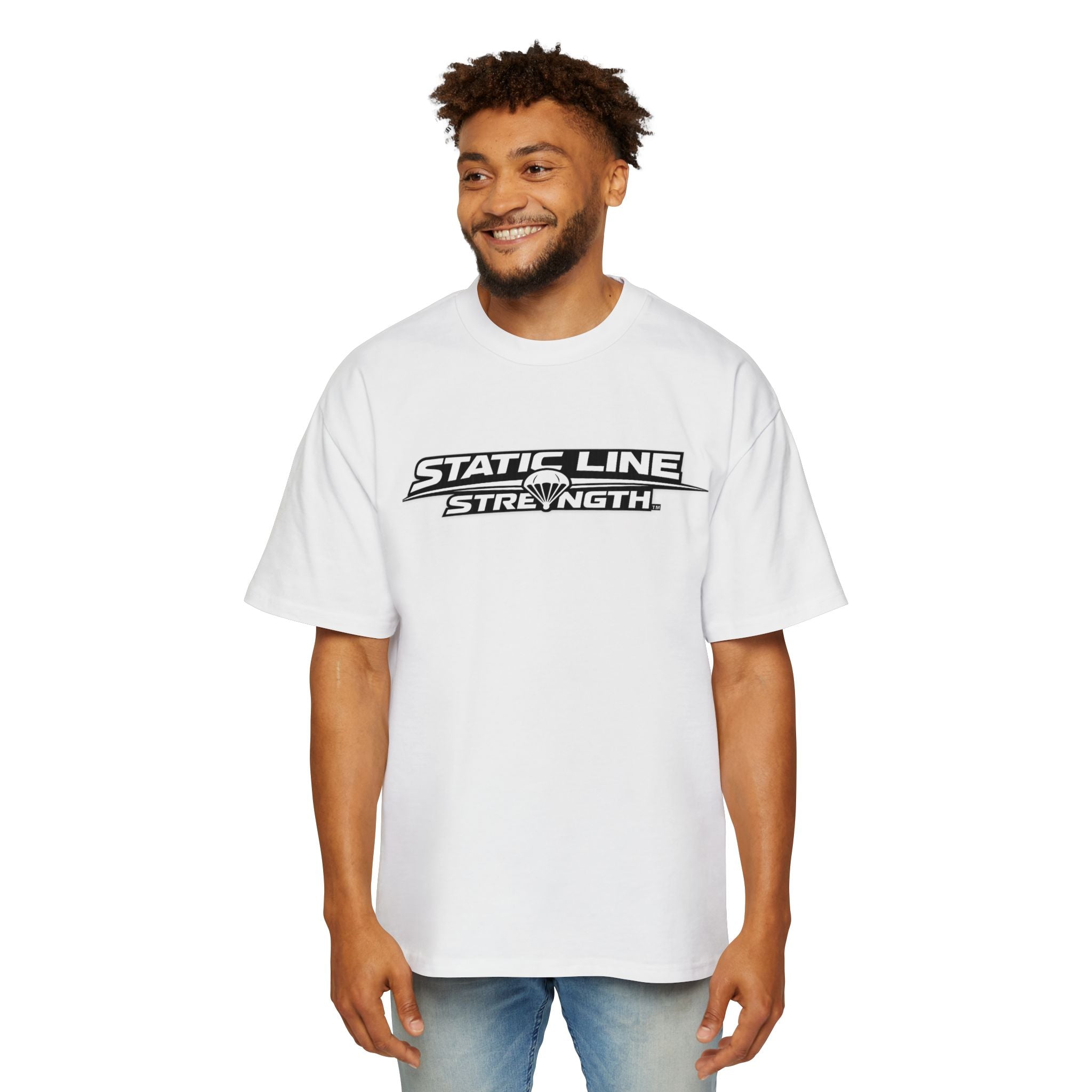 Static Line Strength Graphic Tee (Men's Oversized Fitness Shirt)