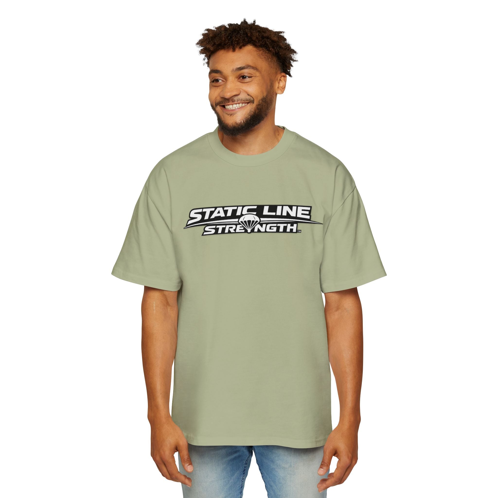 Static Line Strength Graphic Tee (Men's Oversized Fitness Shirt)