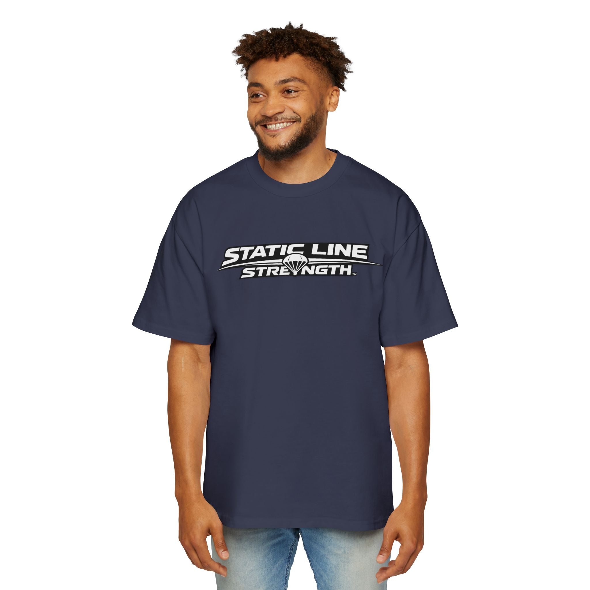 Static Line Strength Graphic Tee (Men's Oversized Fitness Shirt)