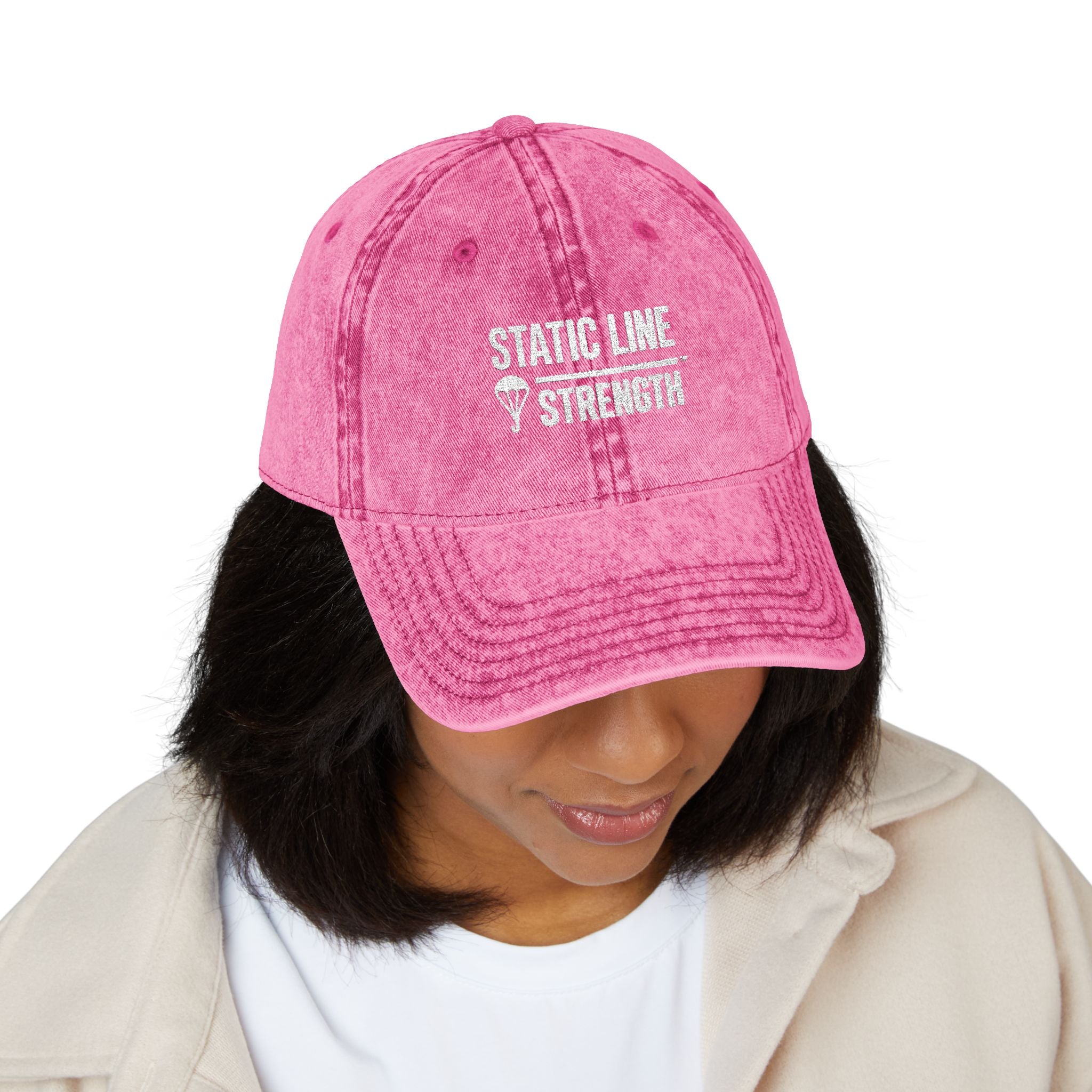 Static Line Strength Vintage Embroidered Cap