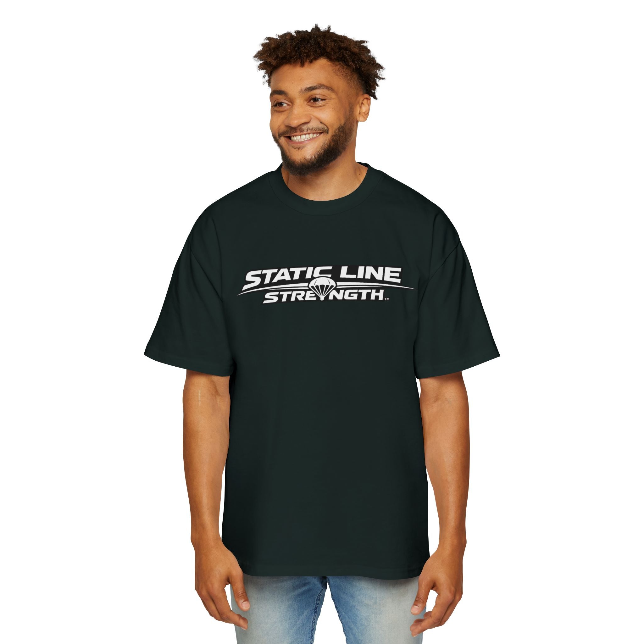 Static Line Strength Graphic Tee (Men's Oversized Fitness Shirt)