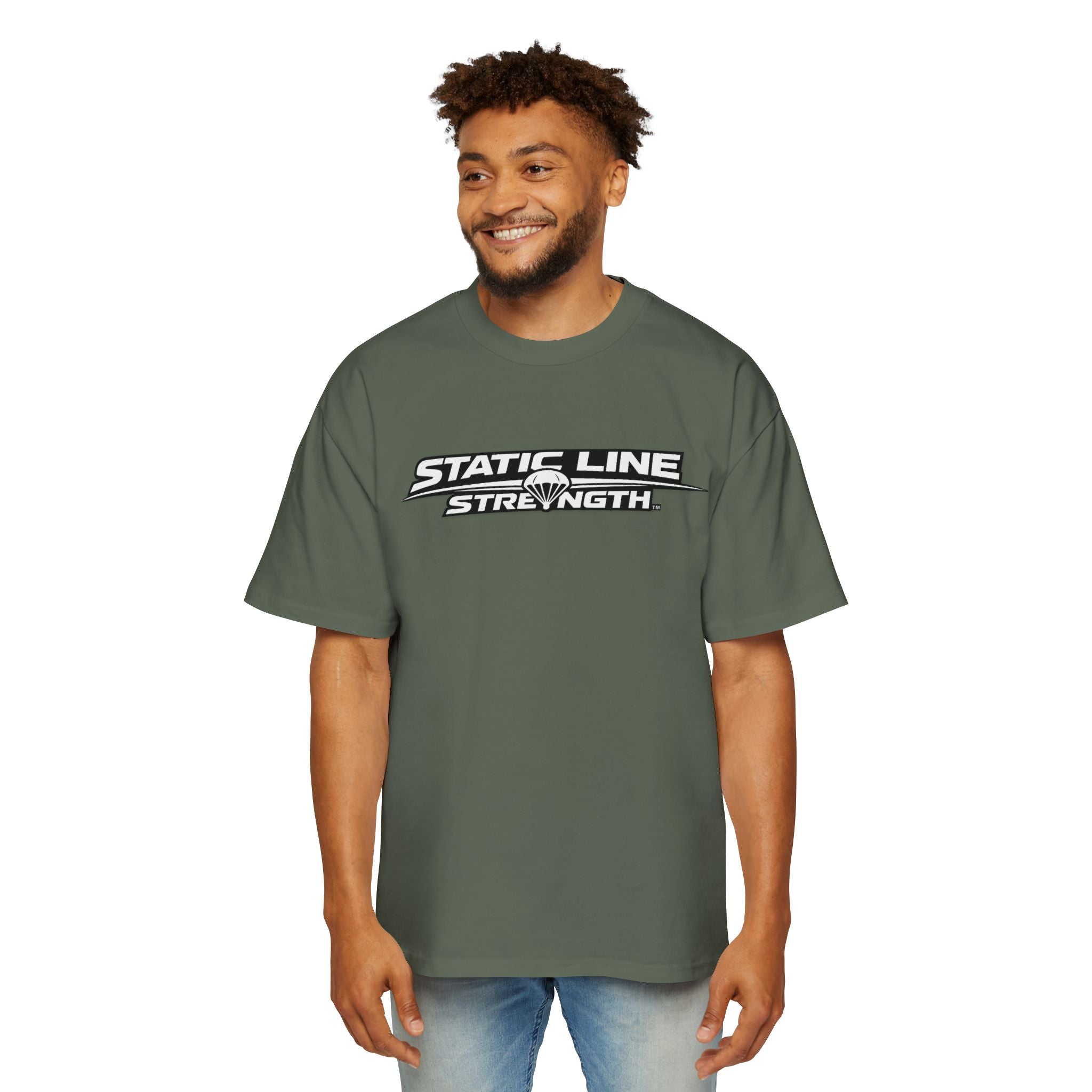 Static Line Strength Graphic Tee (Men's Oversized Fitness Shirt)