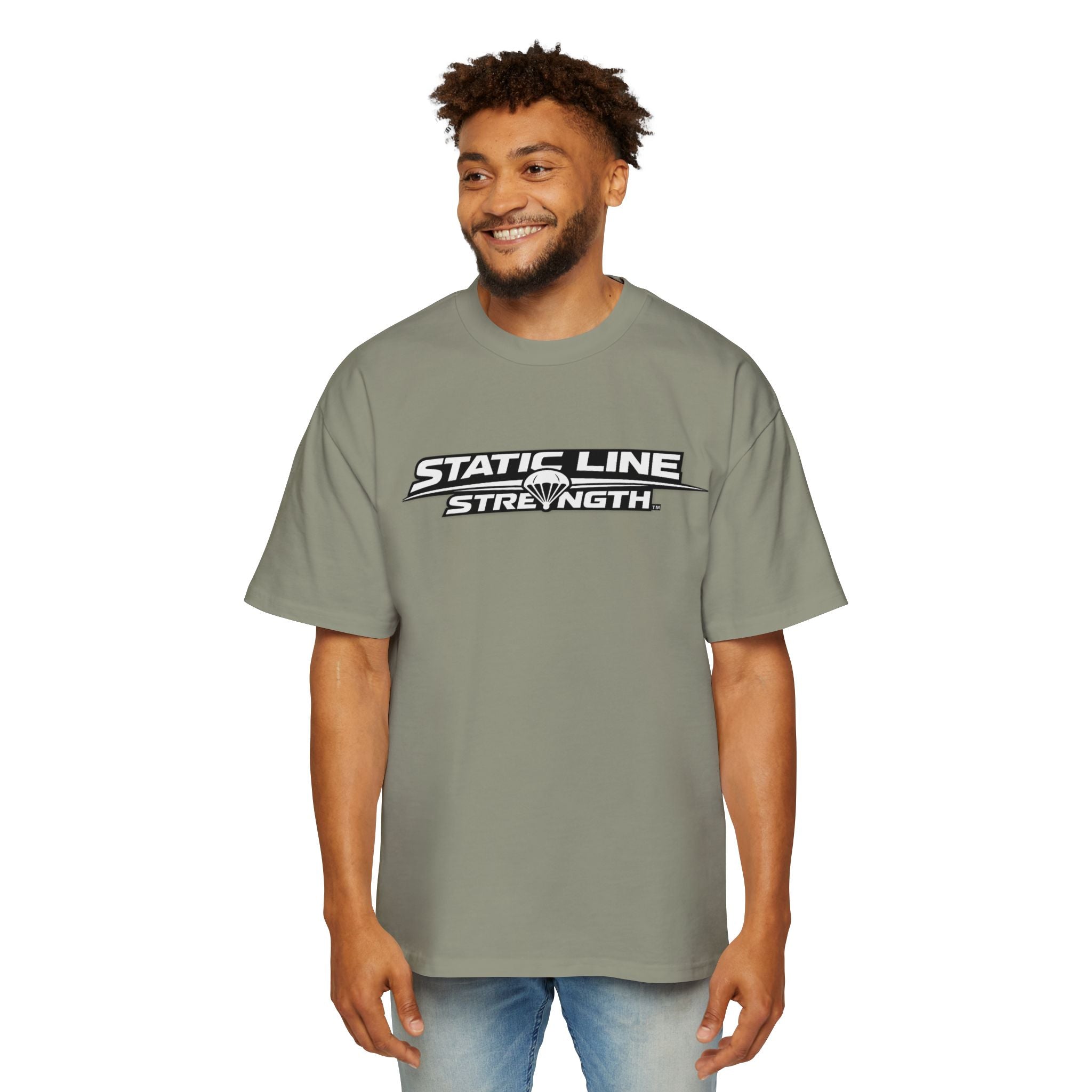 Static Line Strength Graphic Tee (Men's Oversized Fitness Shirt)