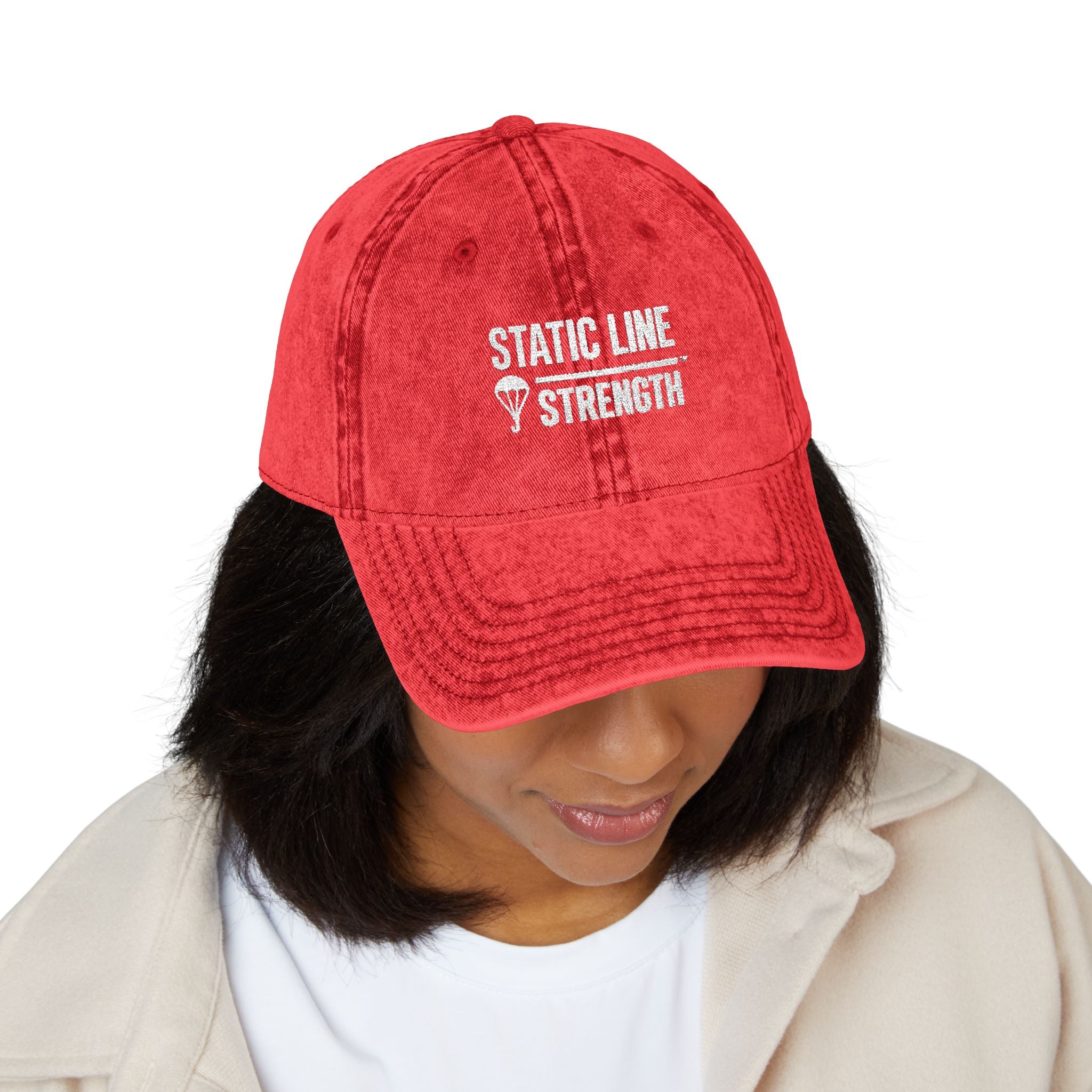 Static Line Strength Vintage Embroidered Cap