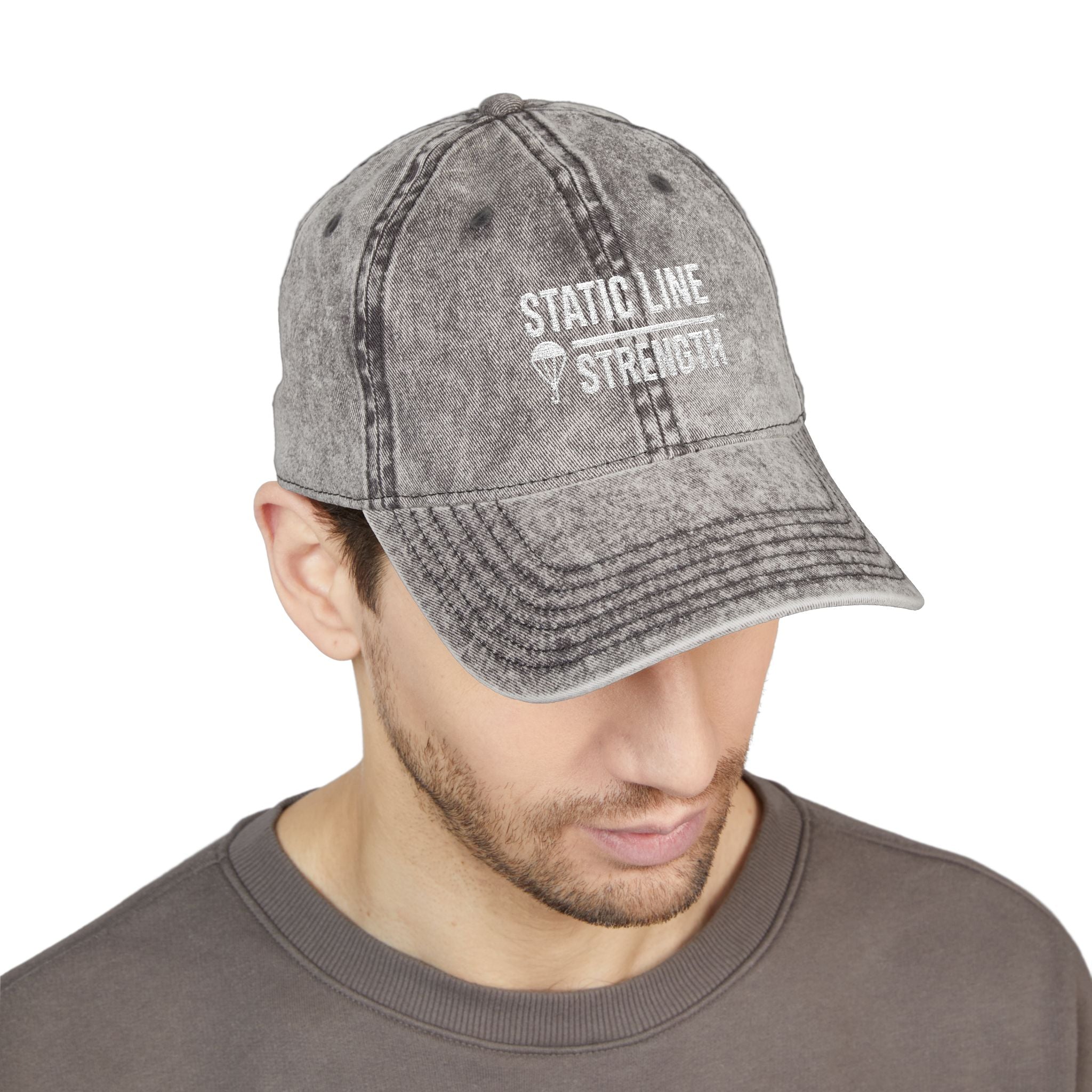 Static Line Strength Vintage Embroidered Cap