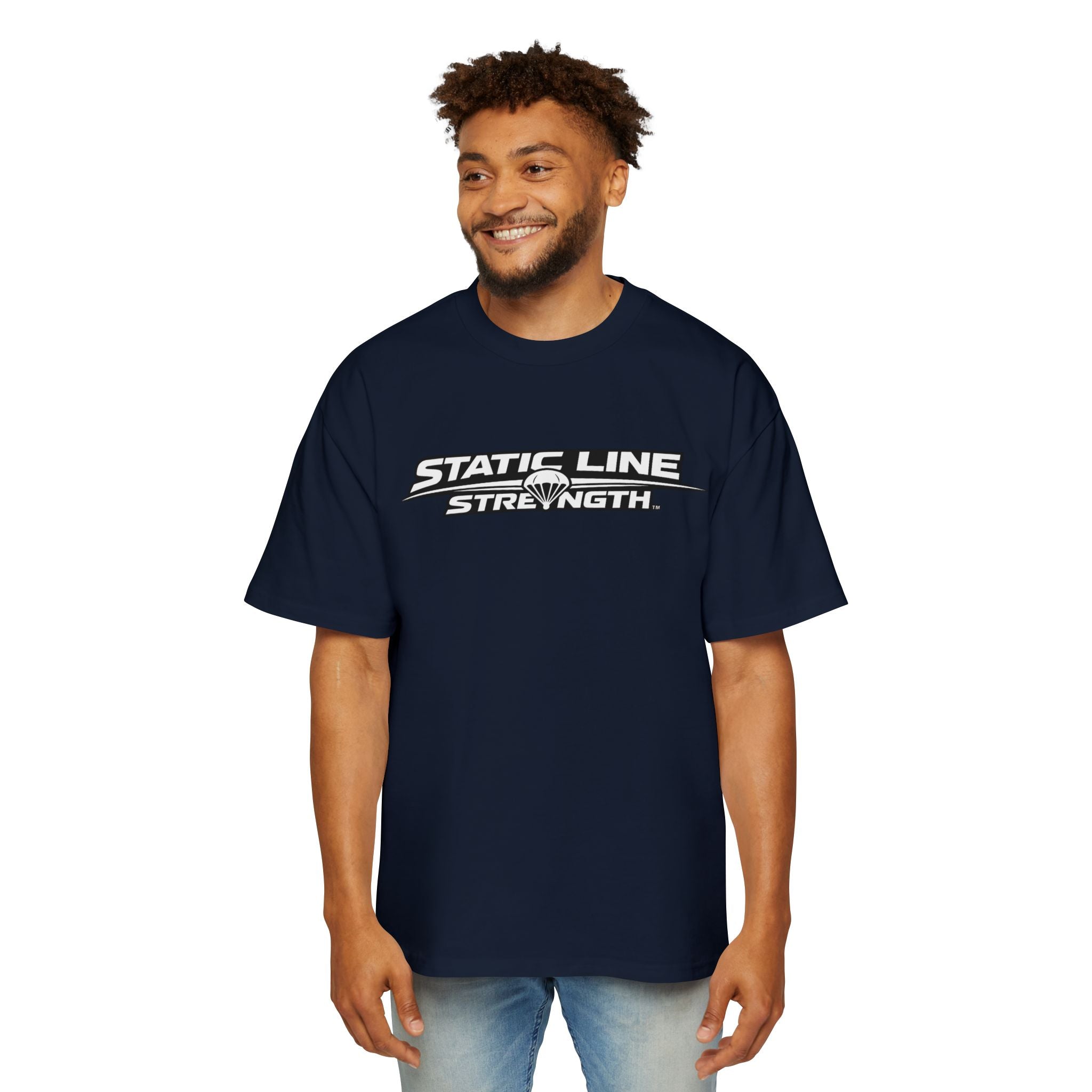 Static Line Strength Graphic Tee (Men's Oversized Fitness Shirt)